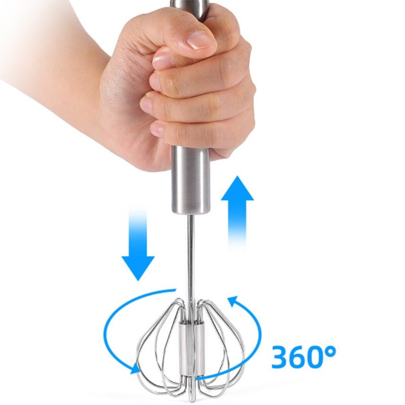 Stainless Steel Semi-automatic Rotation Beater Hand Pressure Egg Stiring Mixer 