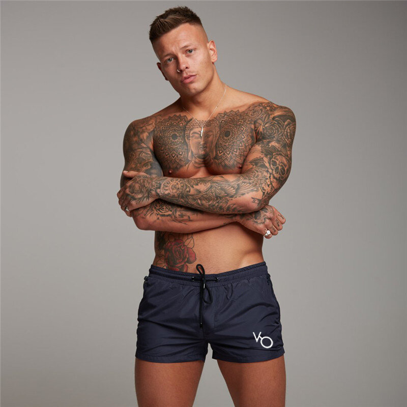 Pantaloncini da uomo casual da spiaggia estivi tasca con cerniera pantaloni sportivi palestre jogger esercizio fitness moda abbigliamento sportivo