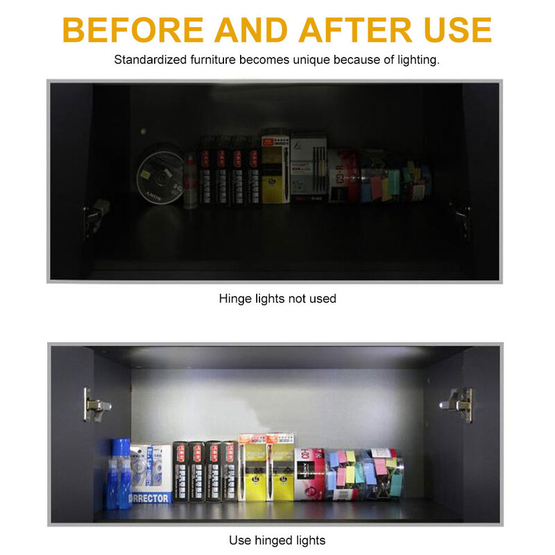 10Pcs LED ภายในโคมไฟบานพับภายใต้ตู้ Light Universal ตู้เสื้อผ้า Sensor โคมไฟตู้ Closet ห้องครัวห้องนอน Night Light