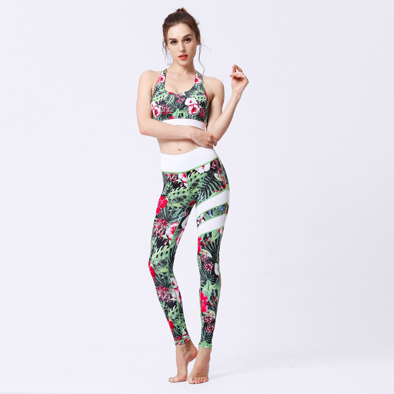 Two Piece Set Women Tracksuit Fitness Clothing Seamless Yoga Sets Gym Wear Sportswear Workout Clothes for Women Printed Leggings