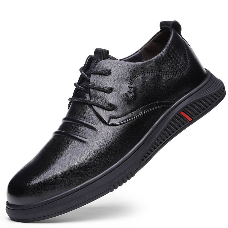 Zapatos planos de cuero de vaca para hombre, Calzado con suela de goma, para oficina, negocios, boda, 2021