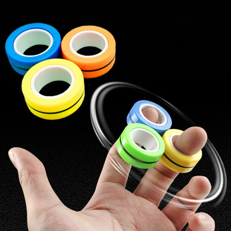 Anillos magnéticos antiestrés para niños y adultos, juguetes de descompresión, giratorios para dedos