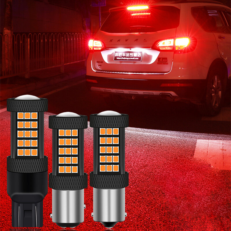 LED estroboscópico rojo intermitente para coche, bombillas de repuesto para freno/luces traseras de 12V, W21/5W 7443 T20 1157 BA15D 1156 P21W SRCK, 1 ud.