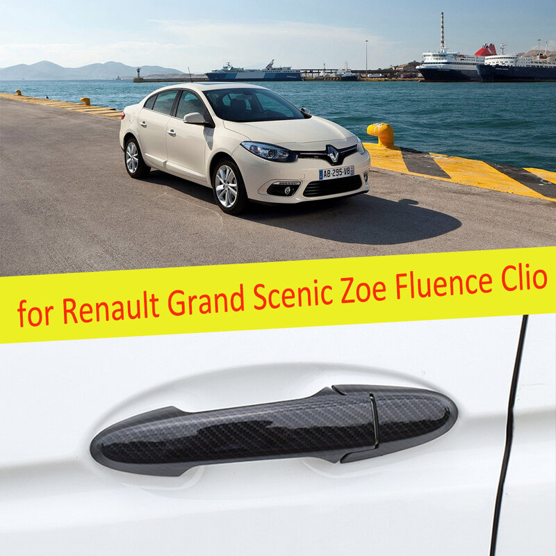 Carbon Fiber Door Handle Cover Car Accessories for Renault Clio IV Fluence Grand Scenic III Zoe Z.E Latitude Samsung SM QM XRAY