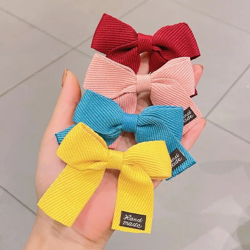 2022 New Beautiful sweet Cute solid color princess kid girl hairpin bow  hairpin Barrettes for child Girls Accessories Headwear