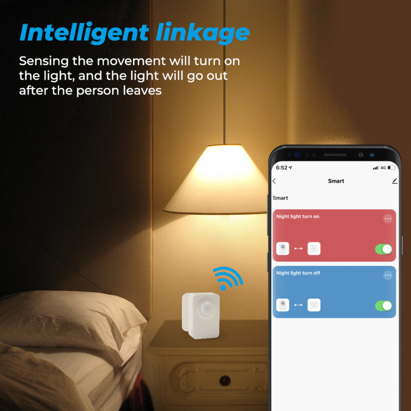 Sensor de movimento pir inteligente, detector ir wi-fi, segurança doméstica, notificação de via dupla, sincronização de tuya smart life app