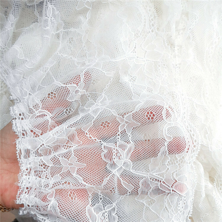NEW Exquisite White Mesh Embroidery Water Soluble Tulle Lace Fabric DIY Wedding Dress Skirt Trim Sofa Curtain Sewing Creation