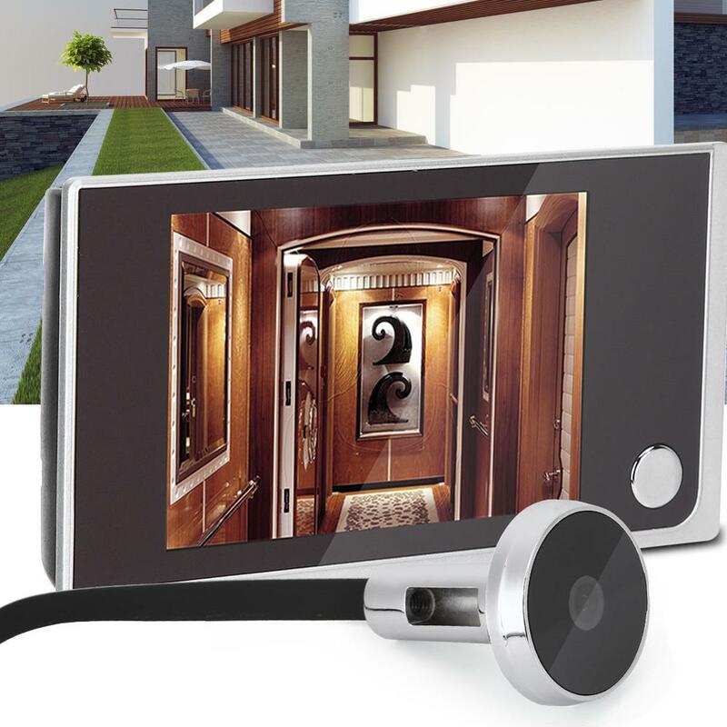 Mirilla de puerta digital con vídeo, cámara de 120 grados con visor y timbre, para puerta exterior con campana y ángulo