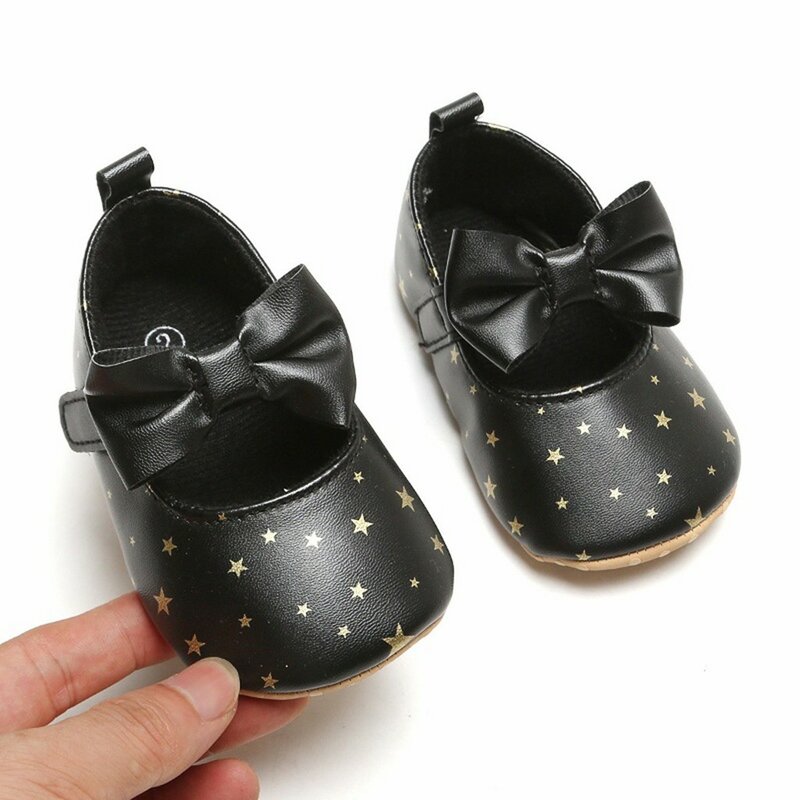 Newborn Baby Girls Shoes PU leather Cute Princesss Shoes First Walkers With Bow Anti Slip Soft Soled Non-slip Crib Infant Shoes