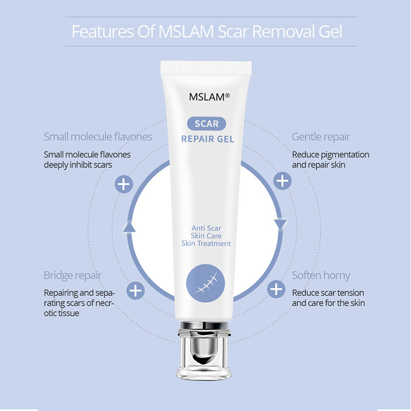 Msslam-Gel reparador para eliminar cicatrices, crema para acné, tratamiento de marcas para cara y cuerpo, Corrector de pigmentación de la piel