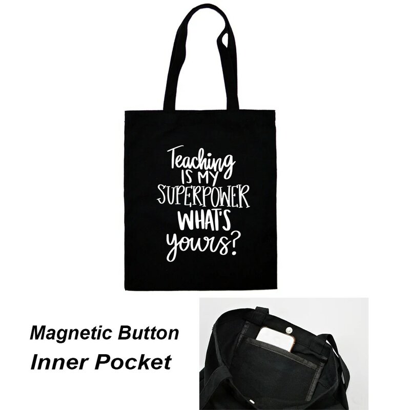 Bolso de lona de aprendizaje de My Superpower para compras, bolsa de tela reutilizable para maestro, libro de vida, bolsas de hombro, Eco Shopper, regalo de viaje de moda