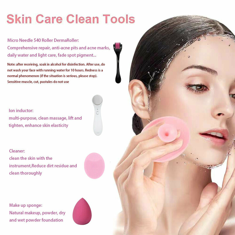 OUGEDA Ultrasonic Skin Scrubber Jade Gua Sha Massager for Face Deep Care Facial Pore Cleaner Household Beauty Instrument Set
