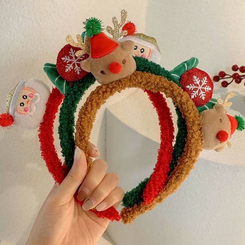 2022 Nieuwjaar Kids Geschenken Kerst Santa Elanden Sneeuwpop Hoofdbanden Ornamenten Pluche Haarband Kerstversiering Noel Natal Navidad