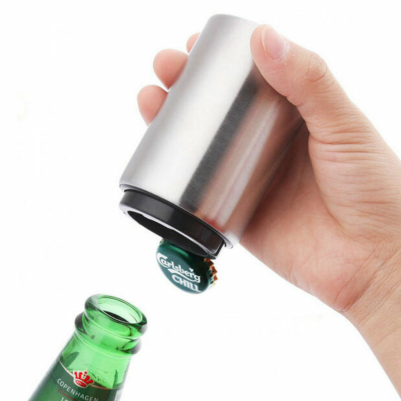 Luchtdruk Bier Flesopener Roestvrij Staal Automatische Magneet-Bier Opener Push Down Opener Wijn Bier Soda Cap Opener