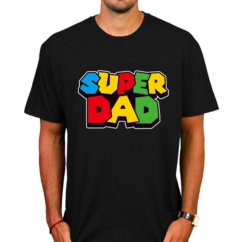 スーパーお父さん男性 Tシャツカラフルな半袖マリオルイージ父の日お父さん SofSpun 綿ヒップスタークールなトップス Tシャツ
