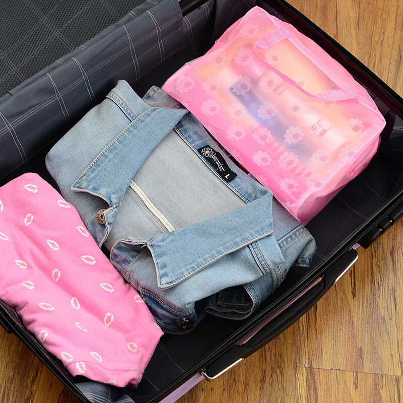 3pc 소녀 분명 화장품 가방 PVC 투명 메이크업 가방 여성 방수 지퍼 아름다움 케이스 여행 가방 저장 가방 주최자