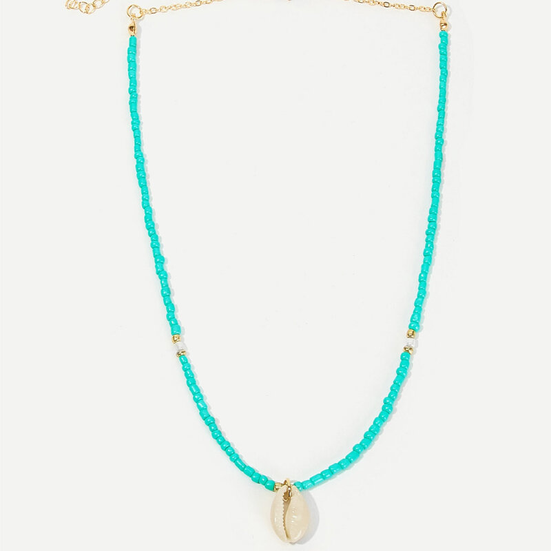 Huatang boêmio verde strass concha gargantilha pingente colar para as mulheres encantador grânulo jóias praia roupas colares 6947