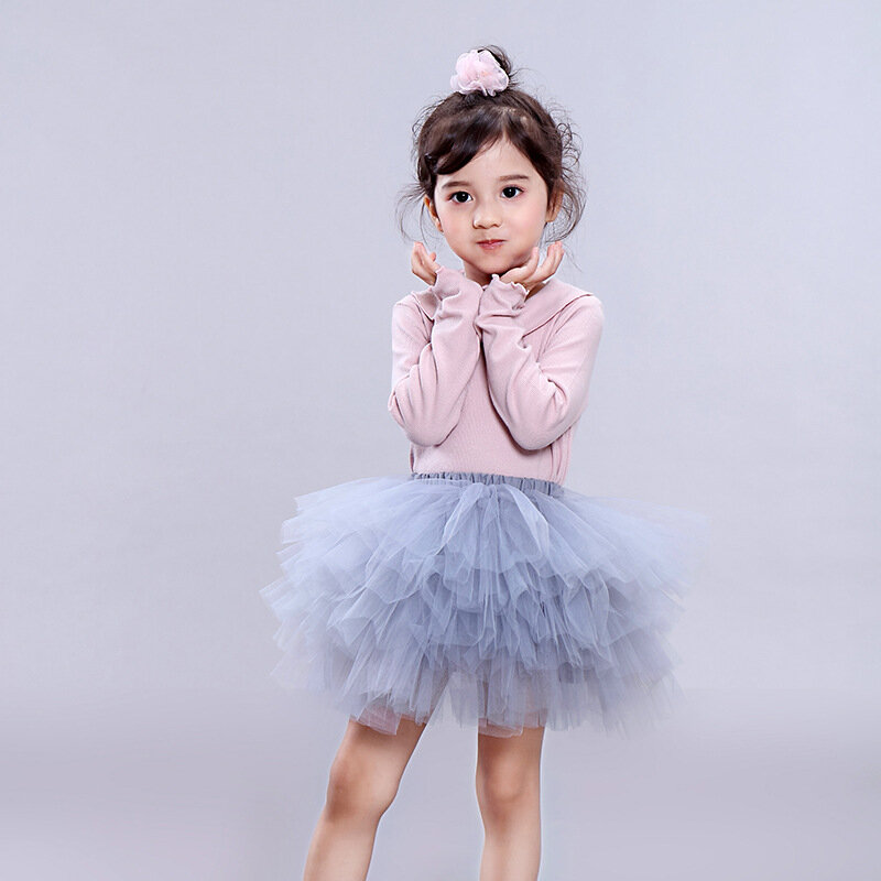 Cute Bow Baby Girls TuTu Skirt Ruffle Bloomer Ball Gown Rose Red Fuffy Pettiskirt Baby 6 Tulle Layer abbigliamento per bambini