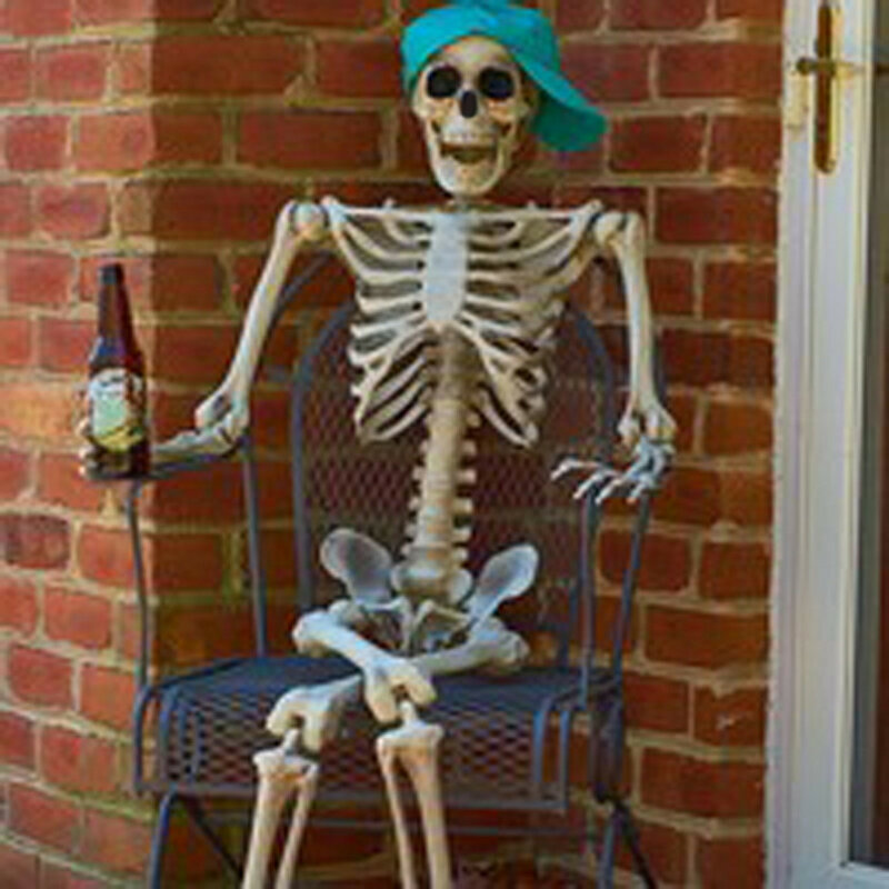 Halloween prop vida crânio mão esqueleto tamanho completo sentar e ficar modelo humano decoração halloween presente para seus amigos w813