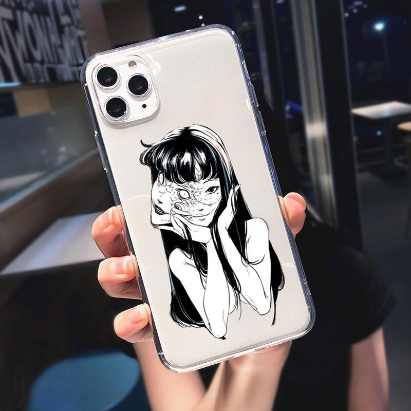 Junji Ito Collection Tees Horror Phone custodia morbida trasparente per iphone 11 12 Pro Max 13 Mini XS Max XR X 7 8 Plus 6s 6 Fundas Coque