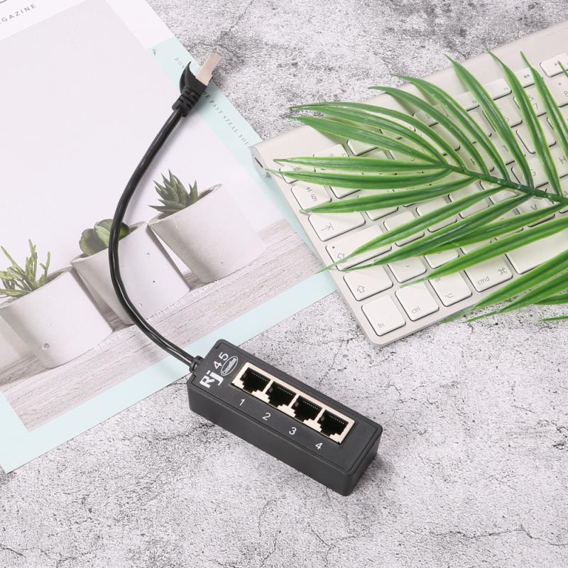 RJ45 1 Male To 4 Female Ports Ethernet Network Plug Cable Splitter Extension Adapter Male To Female Connector For Routers Hubs