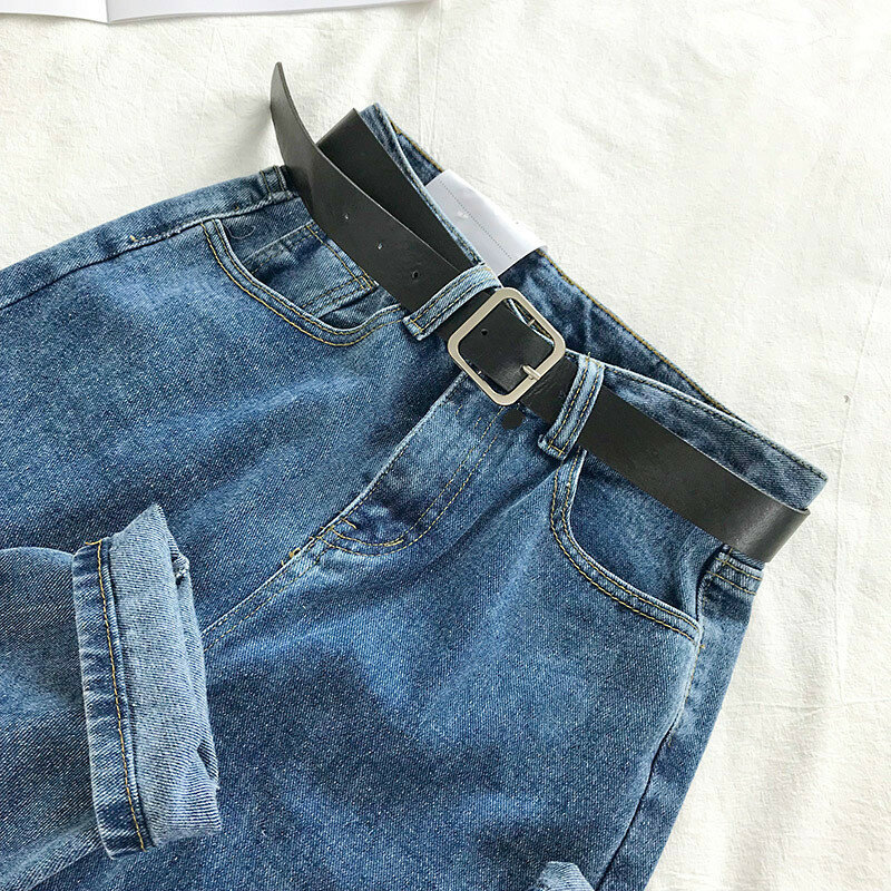 Calça jeans feminina cintura alta, peça calça feminina folgada casual plus size
