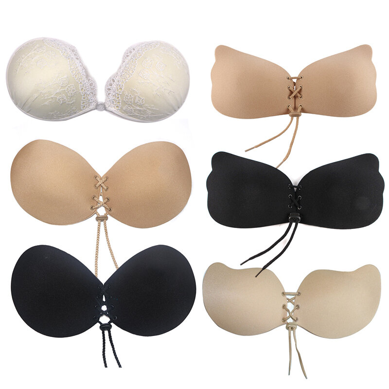 Women Invisible Bra Super Push Up Breast Seamless Self Adhesive Sticky Wedding Party Front 