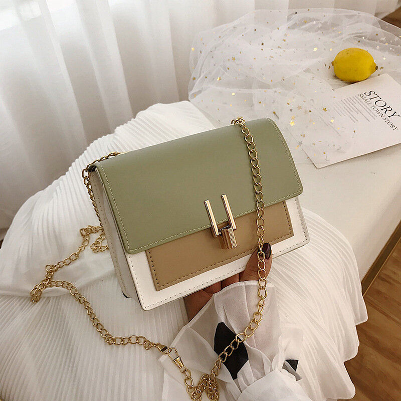 영국 패션 간단한 작은 사각형 가방 여성 디자이너 핸드백 2020 고품질 pu 가죽 체인 휴대 전화 어깨 가방