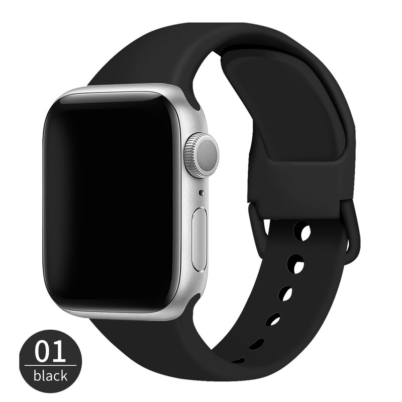 Correa de silicona para Apple Watch, banda de reloj inteligente de goma de 44mm, 40mm, 42mm, 38mm, 40mm, 44mm, 42mm, serie 3, 4, 5, 6 se