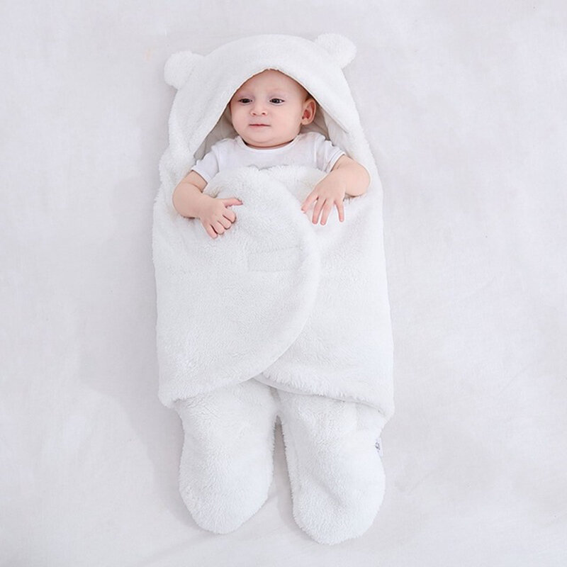 2021 novo bebê saco de dormir ultra macio e confortável fofo velo cobertor recepção cobertor engrossar revestimento swaddle para recém-nascido