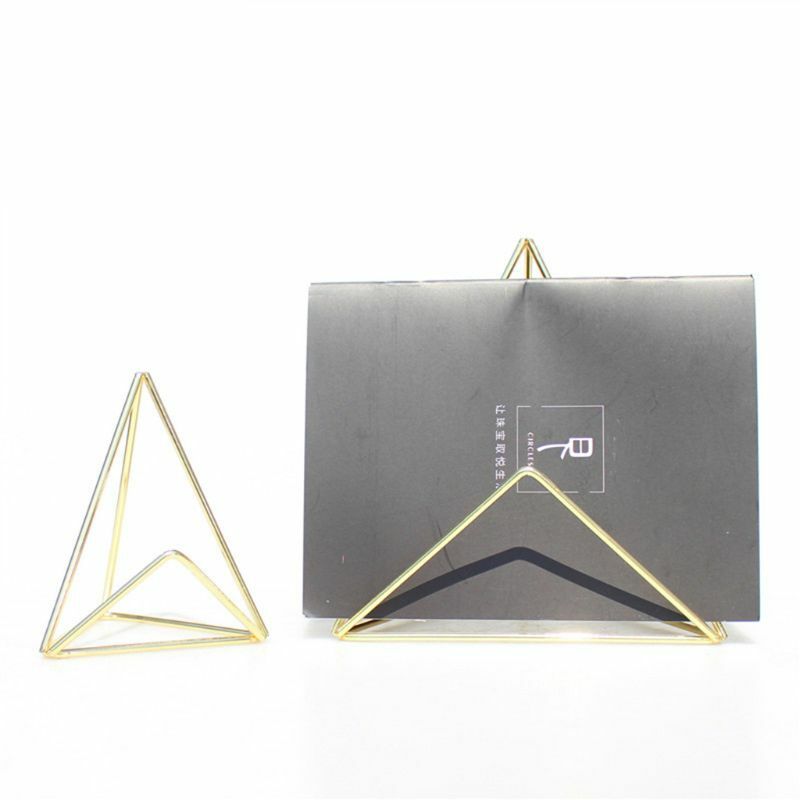 Soporte geométrico de hierro para tarjeta de visita, organizador de 2 tamaños, para escritorio, mesa, fotos y notas