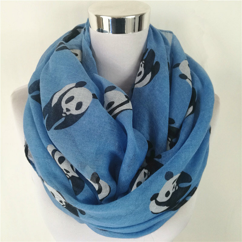 Nowe mody Panda szalik komin nadruk zwierzęta nieskończoność szalik dla kobiet pętli szalik koło szaliki chustka hidżab