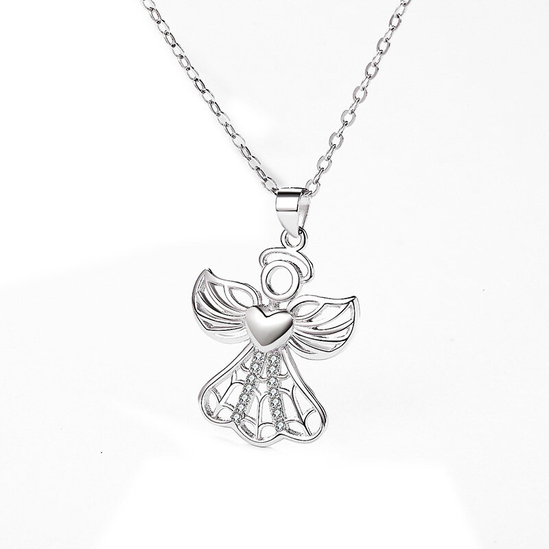 Женское ожерелье с подвеской SODROV, ожерелье из стерлингового серебра 925 пробы с сердцем ангела