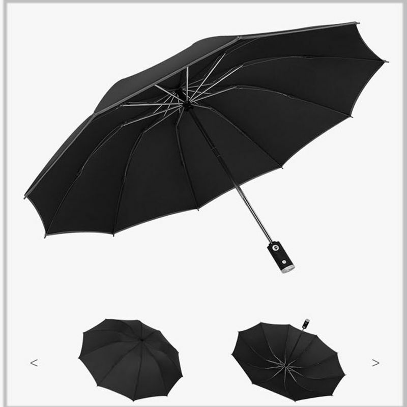 Автоматический складной деловой Зонт с отражающими полосками, зонтик от дождя для мужчин и женщин, ветрозащитный мужской