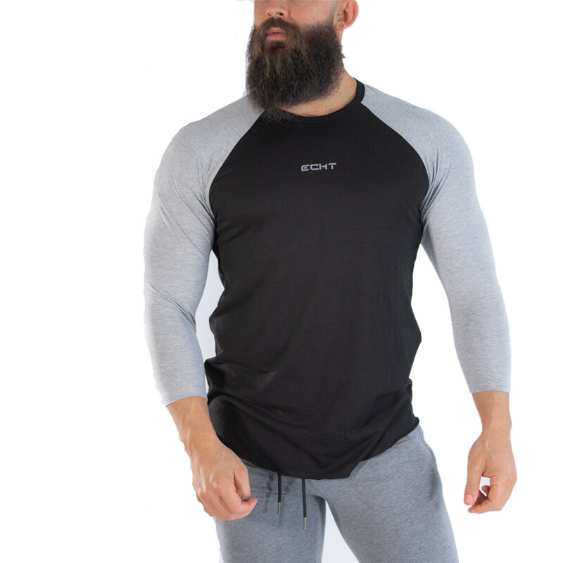 Camiseta deportiva de manga larga para hombre, ropa deportiva para gimnasio, para correr, primavera y otoño