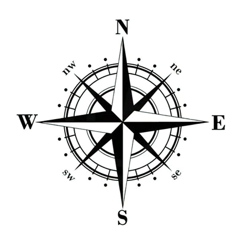 15Cm * 15Cm Art Design Vinyl NSWE Compass Car Stickers Decals Hitam/Silver S6-3505