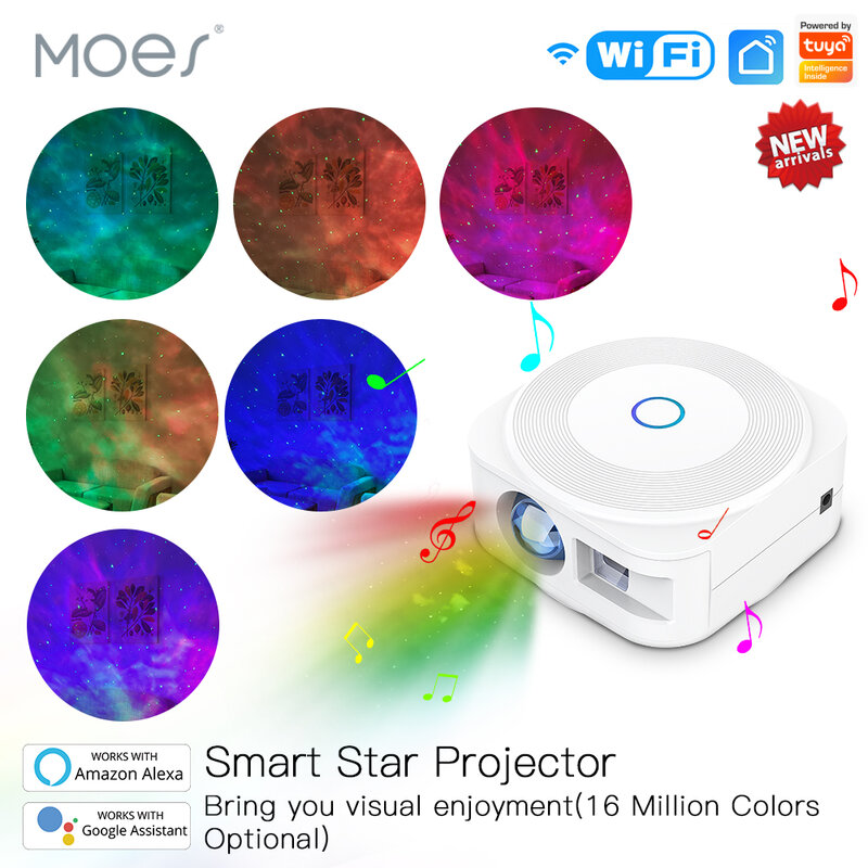 Smart Star Projector Galaxy Cloud/Moving Ocean Wave Star Sky Wifi Nachtlampje Projector Alexa Google Home Tuya Smart compatibel