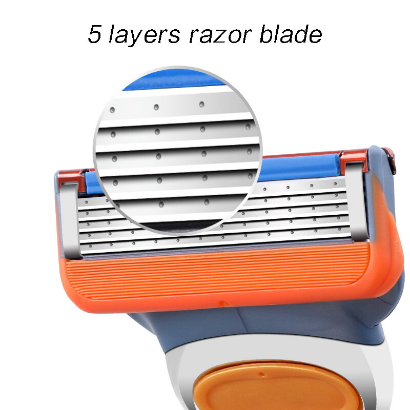 Lâminas de barbear manual da lâmina do barbeador 5 camada inoxidável stee remoção do cabelo compatível com o produto de teste geral