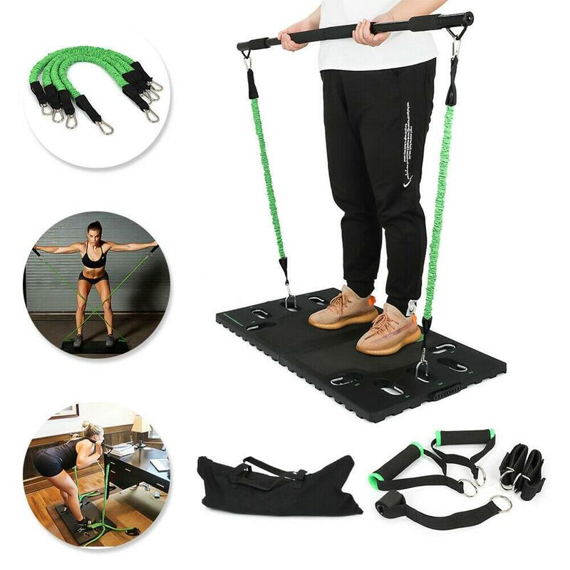 Full Body Workout Equipment w/Ankle Wrist Straps Bands Resistance Bands Collapsible Bar for Home Travel Outside