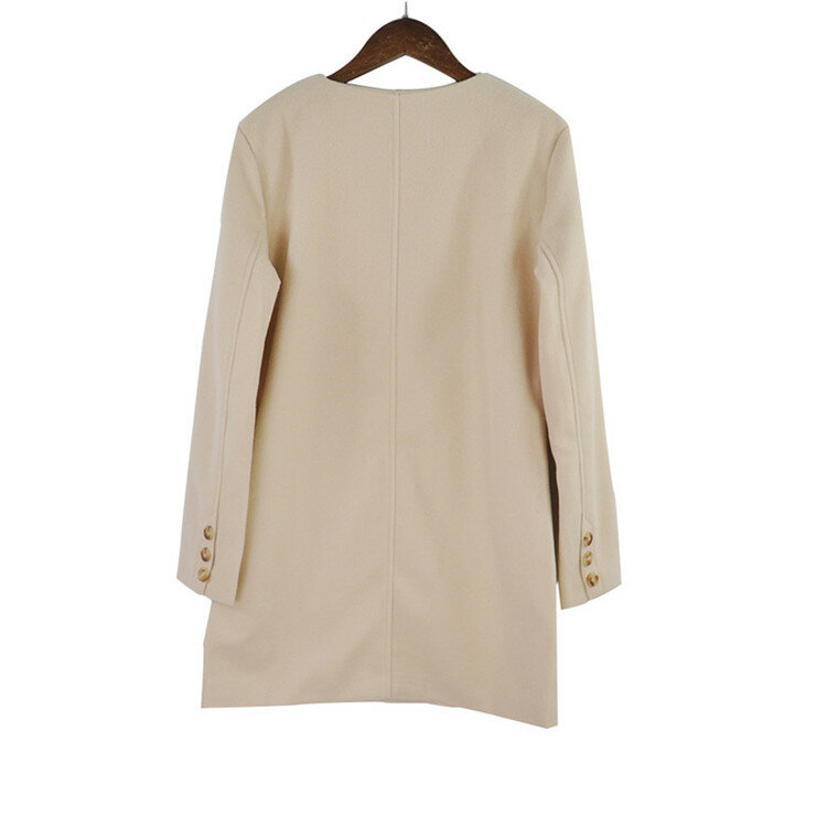 Taotrees jaqueta feminina primavera outono cáqui gola redonda casaco de manga comprida plus com bolso