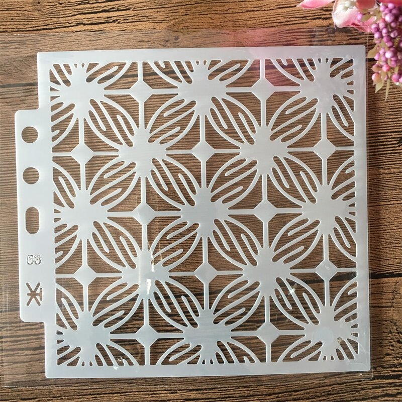 14*13Cm Grid Leaf DIY Layering Stensil Lukisan Dinding Buku Tempel Mewarnai Album Embossing Template Dekoratif