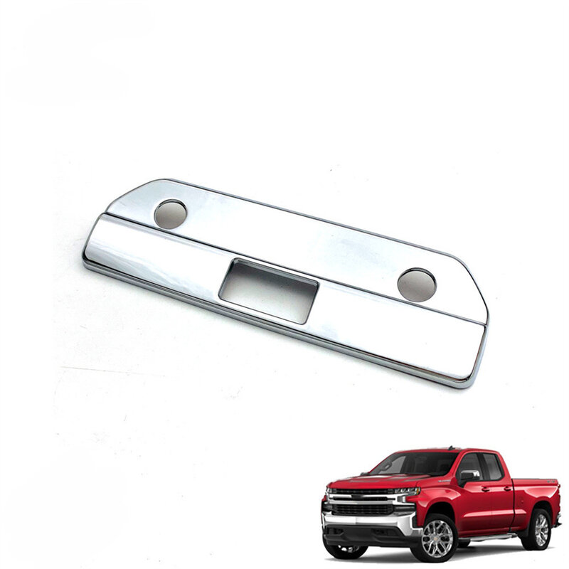 Chevy Silverado Chrome 2019-2021 용 카메라 구멍이있는 뒷문 손잡이 커버 트림