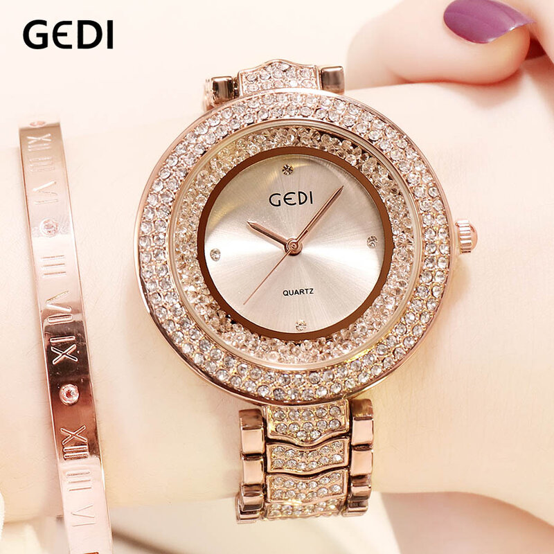 Conjunto de relojes de lujo con diamantes de imitación para mujer, pulsera femenina