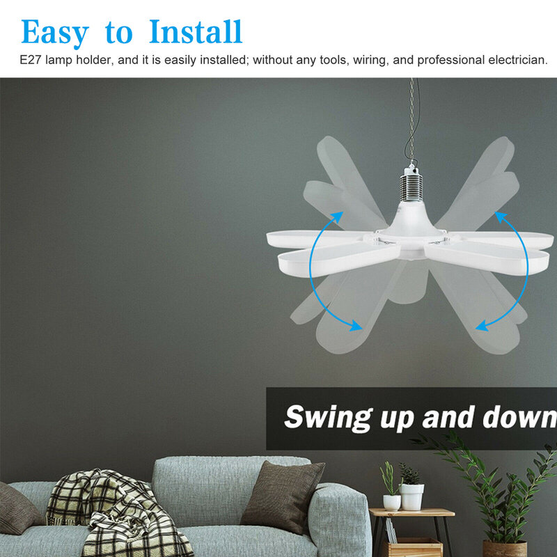 E27 Led Fan Fan lampadina a Led con 5 pale regolabili a luce bianca Led lampadine per Garage soggiorno luci interne per la casa