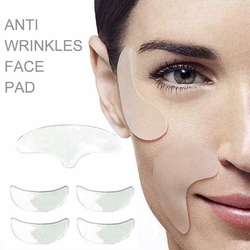 5 pz/borsa Anti rughe Eye Face Pad riutilizzabile Lifting del viso in Silicone durante la notte invisibile rimuovere le linee facciale strumento di bellezza TSLM1