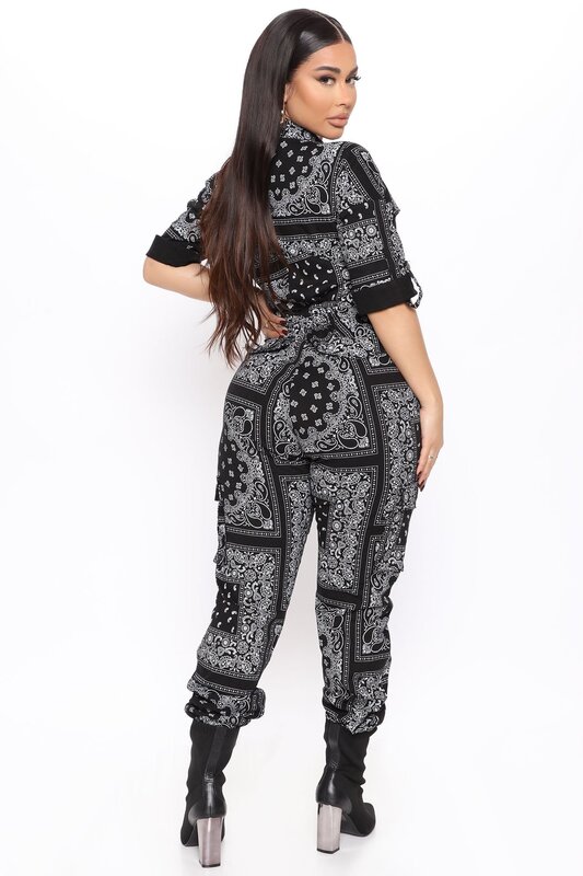 Drawstring Slim Plus Size Long-Sleeved Jumpsuit 2022 Winter Print Casual Sexy Women's Loose Trousers African Ladies Jumpsuit 5XL