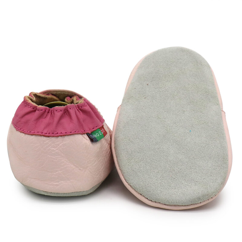 Caroozoo-柔らかい革のシープスキンの靴,新生児用のスリッパ,最大4歳