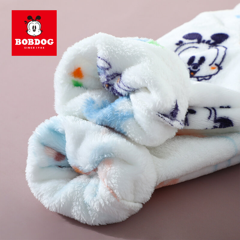 BOBDOG-귀여운 만화 귀여운 다리 잠옷 지퍼 긴 소매 벨벳, 0-18 개월 어린이 0-18 개월용