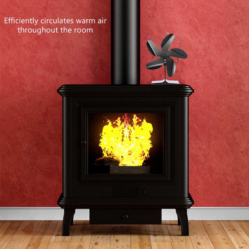 5ブレード電気ストーブファンウッドログバーナー静かな環境暖炉ツール家庭用効率的な熱分布