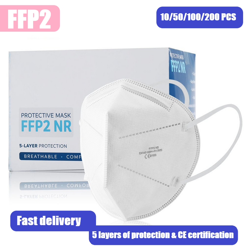 Ffp2フェイスマスク,5層フィルター付き保護フェイスマスク,ヘルスケア,ce認定,10〜200個入り。
